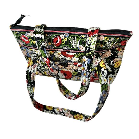Vera Bradley Quilted Shoulder Bag Purse Poppy Fields Red Yellow Floral Zip Top - Picture 12 of 16